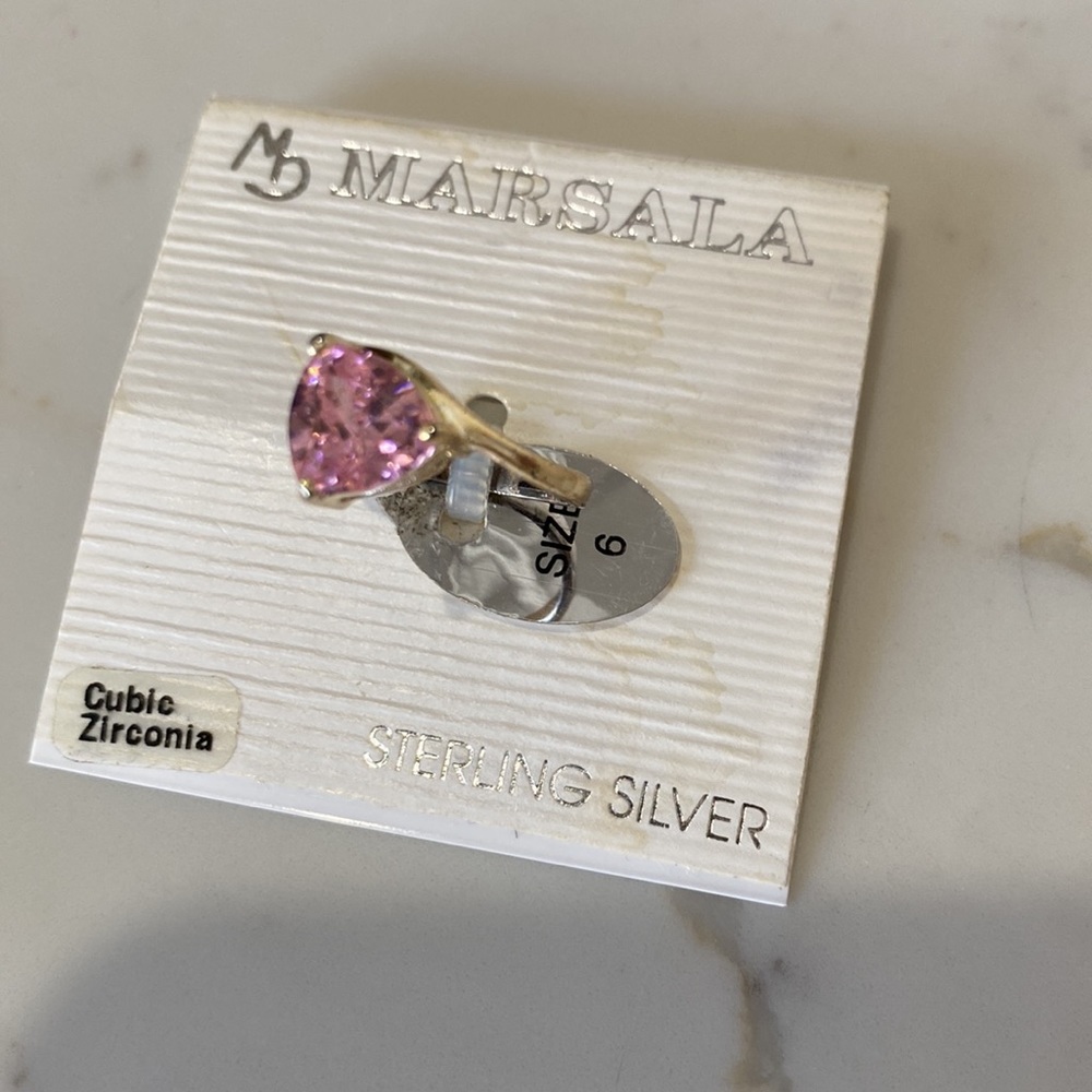 Sterling silver pink cubic zirconia ring